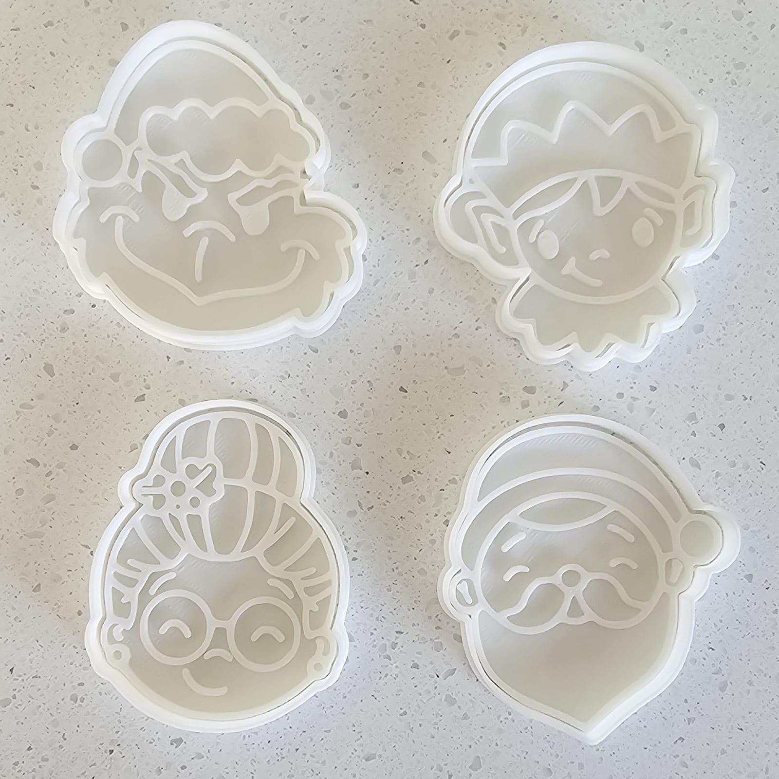 Christmas Faces Set of Four, a 3D-printed cookie cutter, view 3
